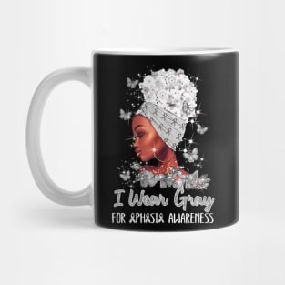 In June I Wear Gray Black Woman Aphasia Awareness Butterfly Mug